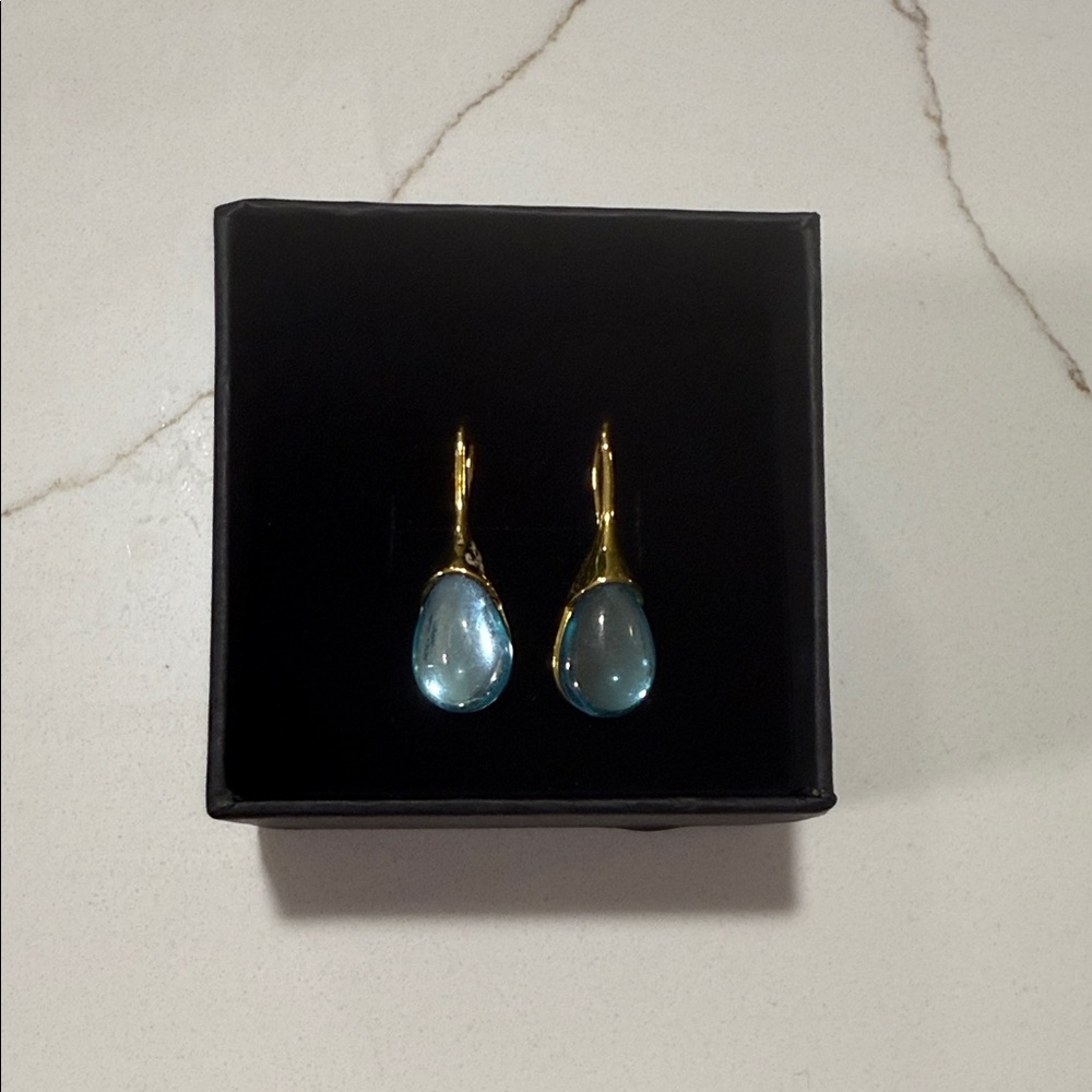 Elegant Gold and Blue Teardrop Earrings